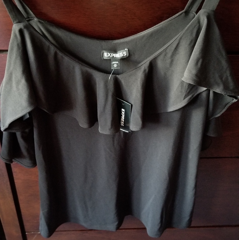 Brand new Express black cold shoulder top